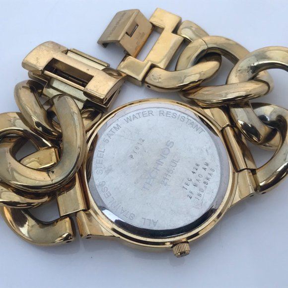 Technos women watch date calendar gold tone chain - Picture 7 of 8